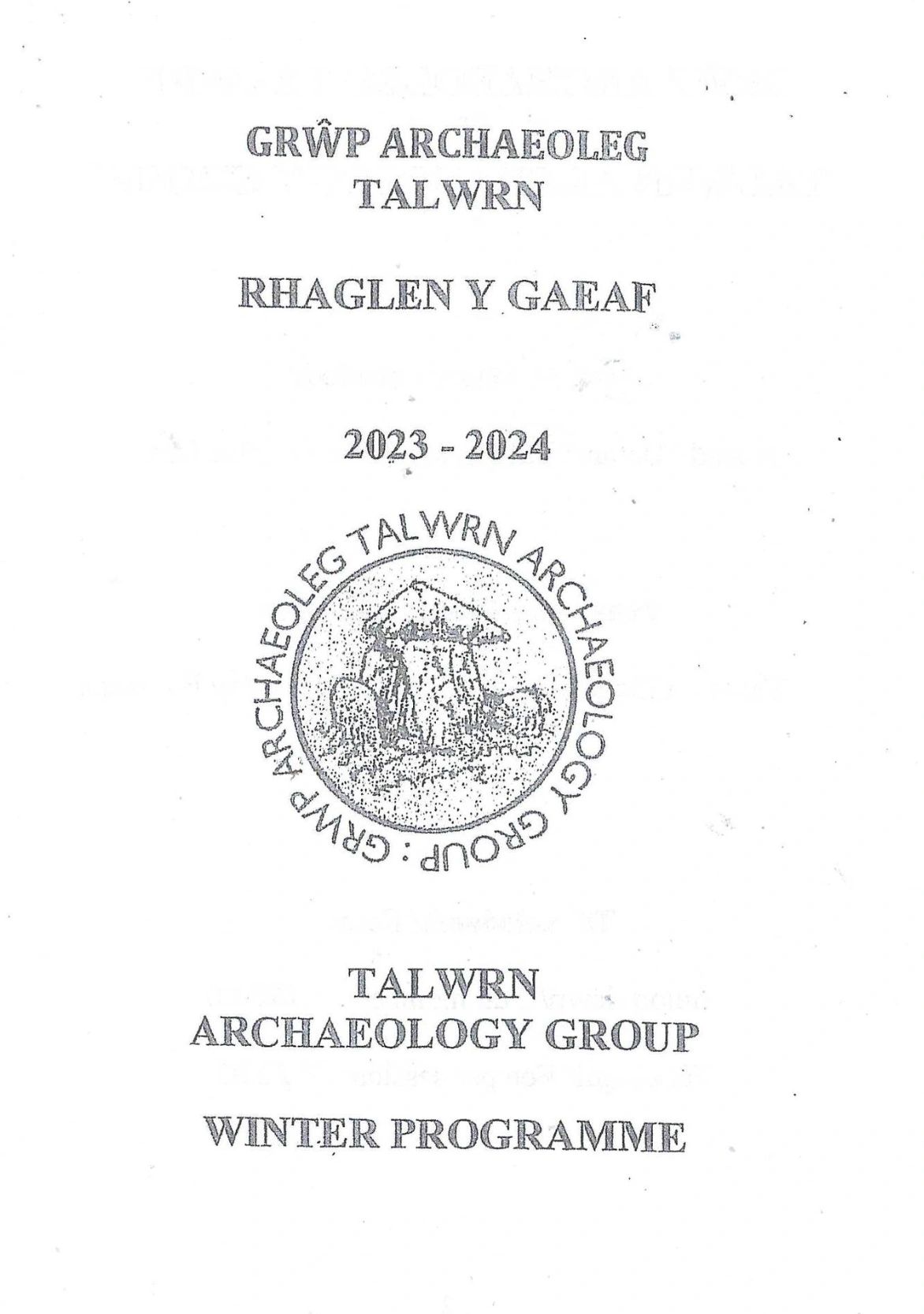Grwp Archaeolef Talwrn/Talwrn Archaeology Group Talk 2nd October